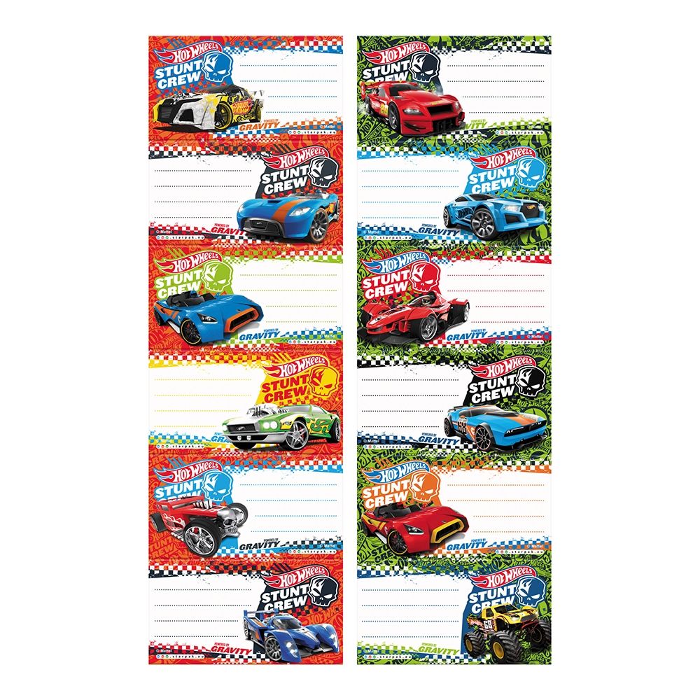 Etichete scolare Hot Wheels, 12 buc