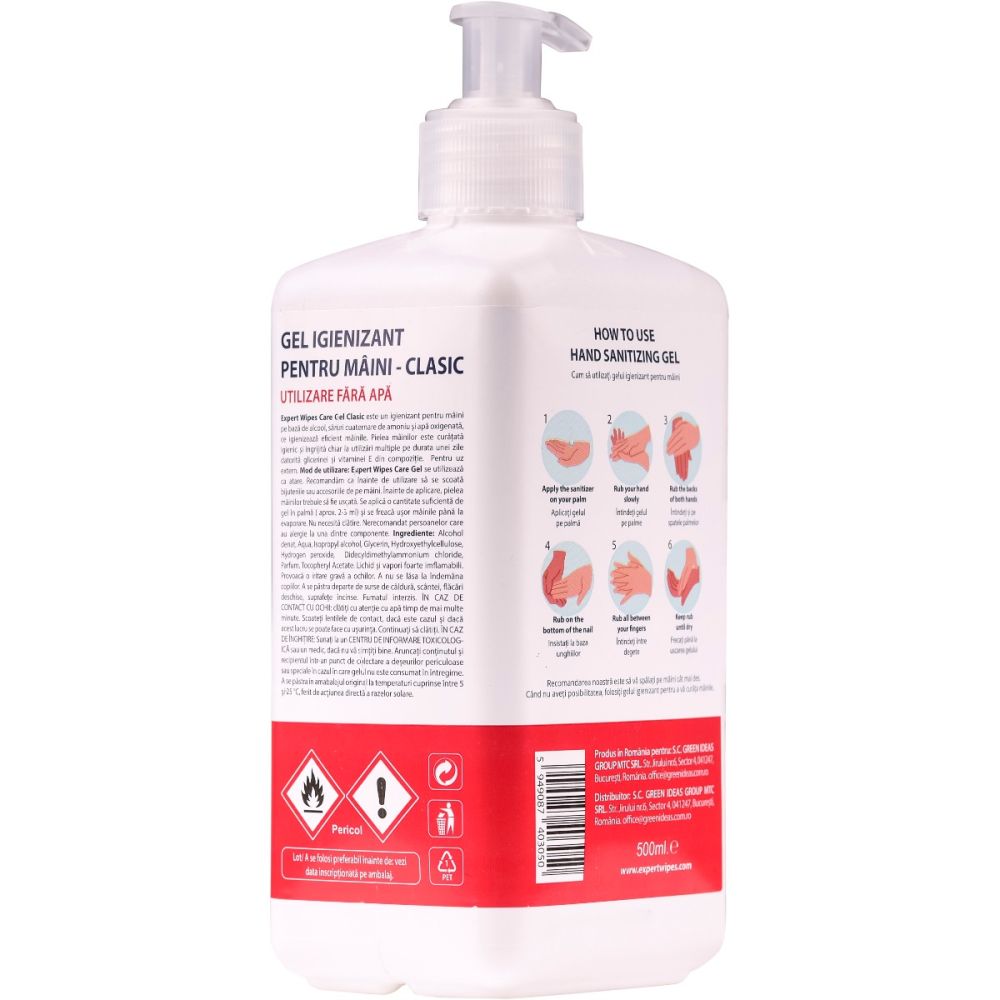 Gel antibacterian pentru maini Expert Wipes Care, 500 ml