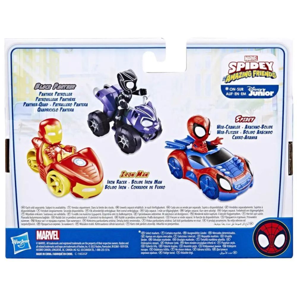 Figurina cu vehicul, Spidey and his Amazing Friends, Iron Man cu Iron Racer, F3992