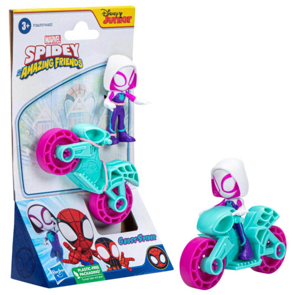 Set figurina cu motocicleta, Spidey and his Amazing Friends, Ghost Spider, F7262