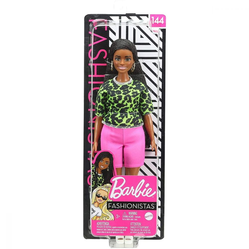 Papusa Barbie, Fashionista, 144, Neon Leopard Shirt, GYB00 