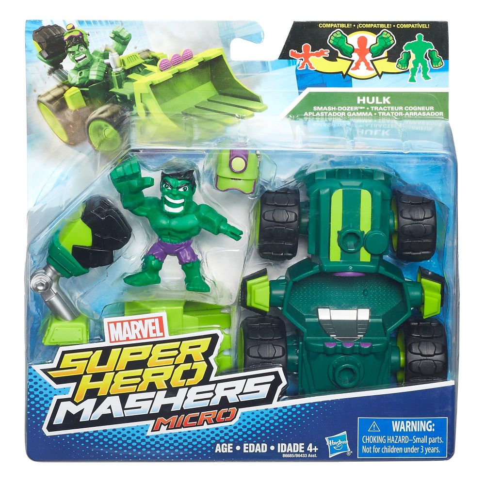 Figurina cu vehicul Marvel Super Hero Mashers - Hulk Smash - Dozer