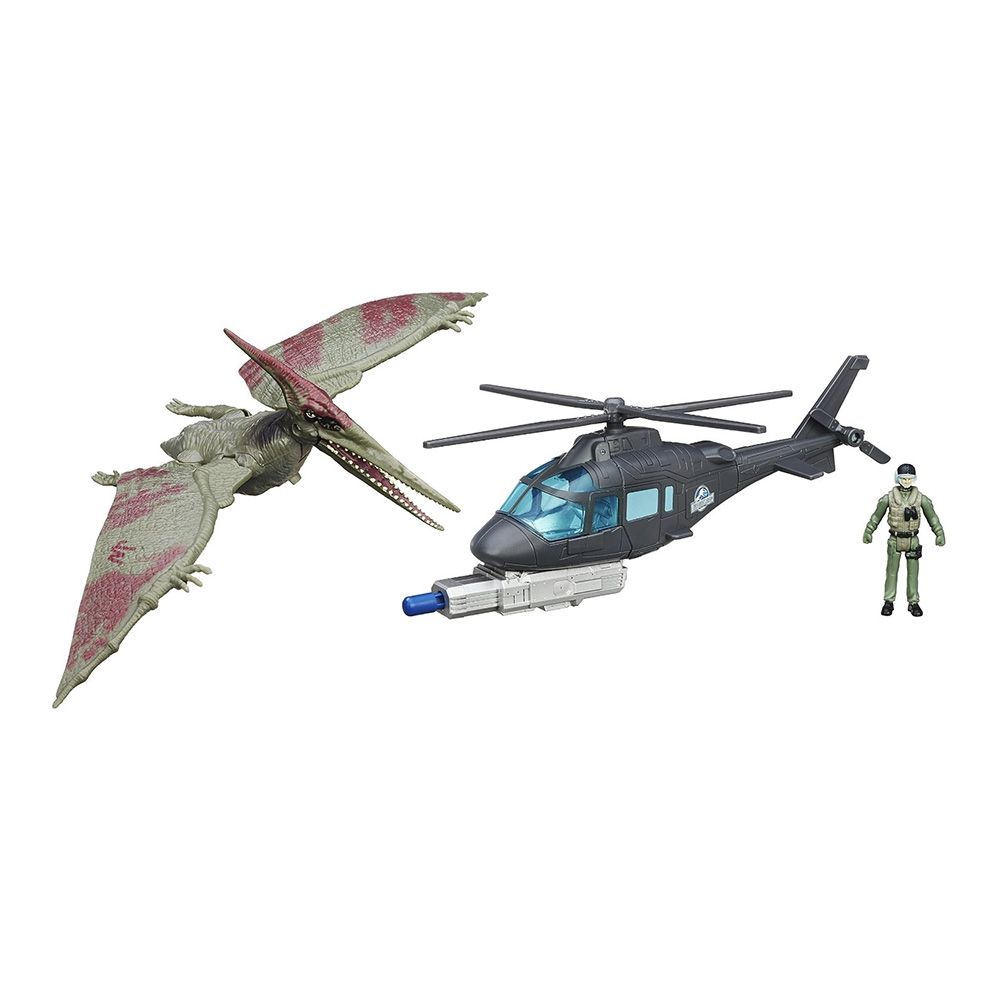 Figurina Jurassic World - Pteranadon si Elicopterul