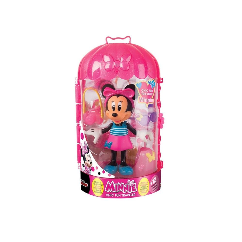 Figurina Minnie Mouse cu accesorii in calatorie