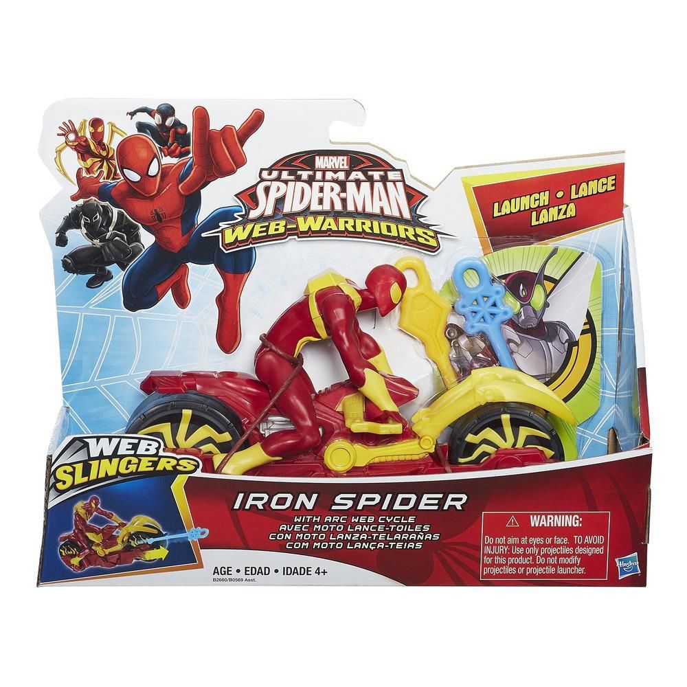 Figurina Spiderman Marvel - Iron Spider cu motocicleta Arc Web