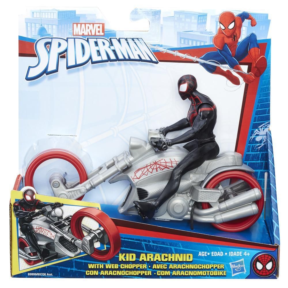 Figurina Spiderman Marvel - Kid Arachnid cu motocicleta Web Chopper