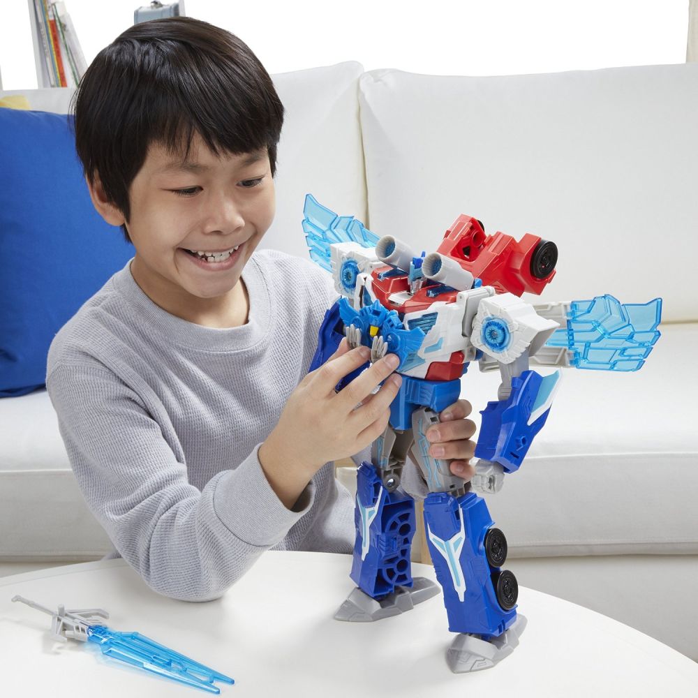Figurina Transformers Robots in Disguise - Power Surge Optimus Prime and Aerobolt, 28cm