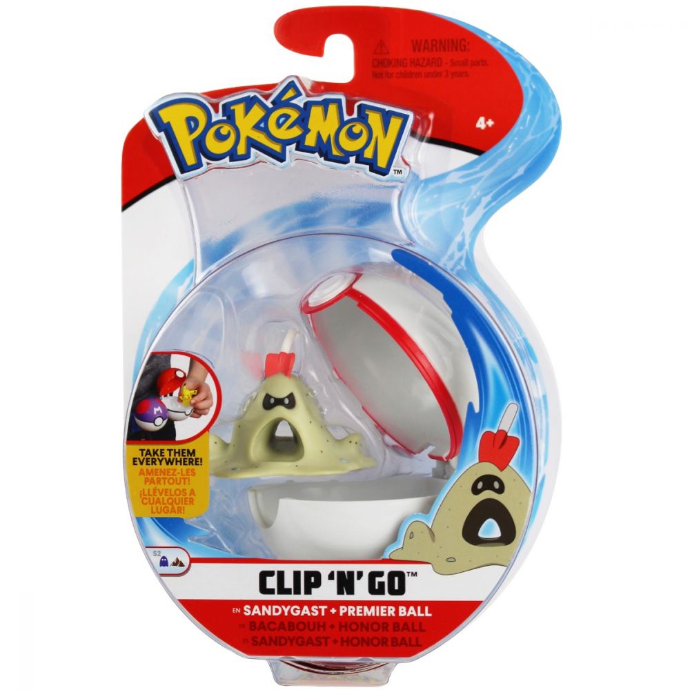 Figurina in bila Clip N Go Pokemon S2 - Sandygast, Premiere Balll (95062)
