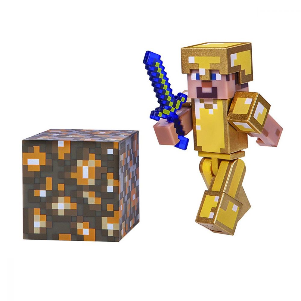 Figurina Minecraft Steve in Gold Armor Action Figure Seria 3