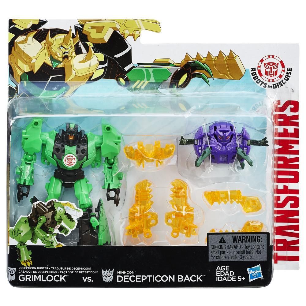 Figurine Transformers Robots in Disguise - Grimlock vs Mini-Con Decepticon Back