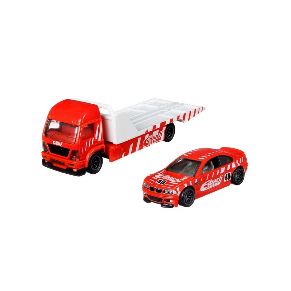 Transportator cu masinuta Hot Wheels, BMW M3 E46, Aero Lift, GRK57