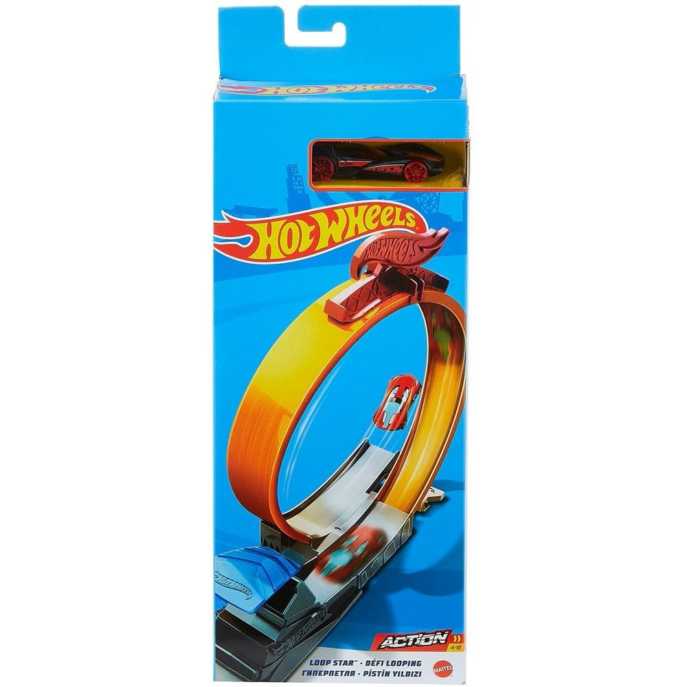 Set de joaca cu masinuta de curse, Hot Wheels, Loop Star, FWM88