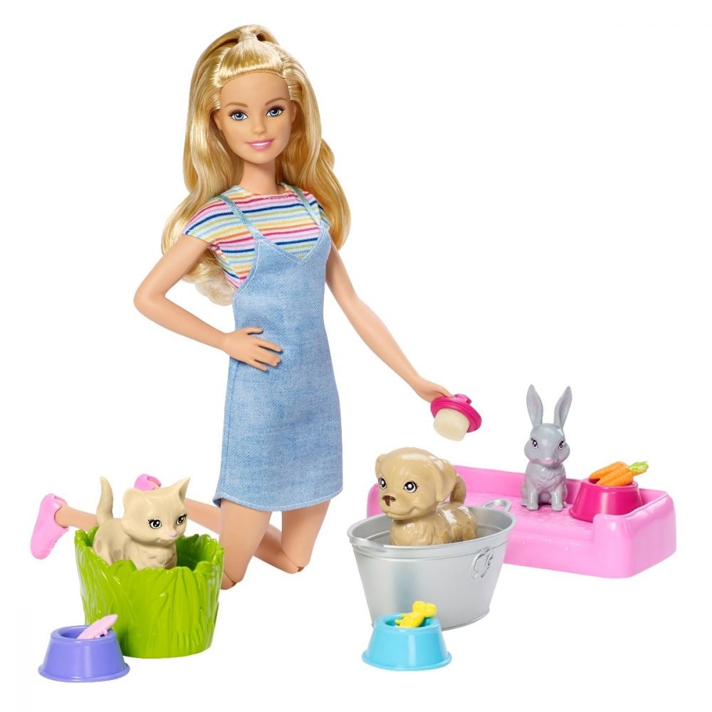 Set papusa Barbie Family cu animalute domestice
