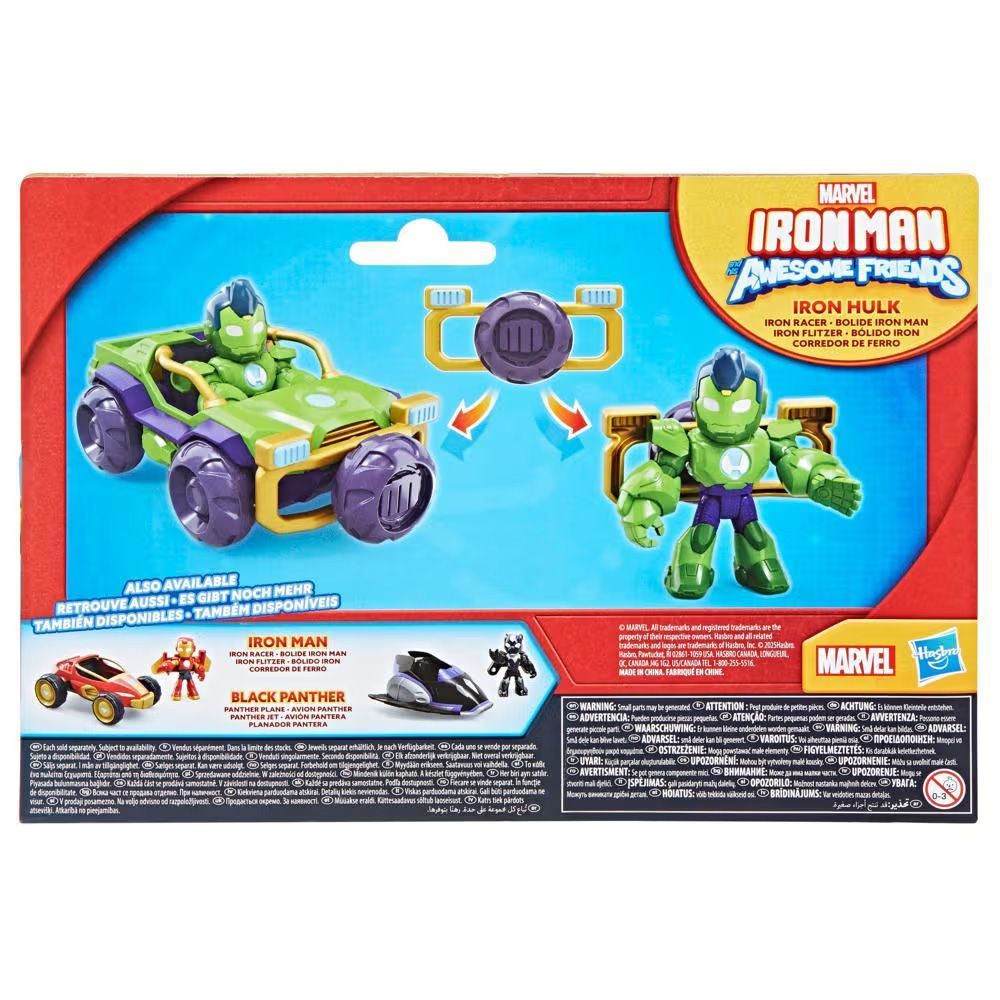 Set figurina cu vehicul, Marvel, Iron Man And His Awesome Friends, Iron Hulk Racer, G1472