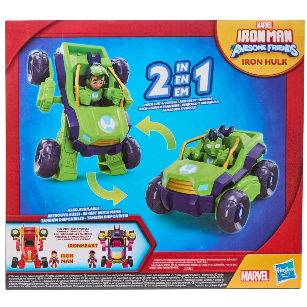 Set 2in1 figurina cu vehicul, Marvel, Iron Man And His Awesome Friends, Iron Hulk, G1475