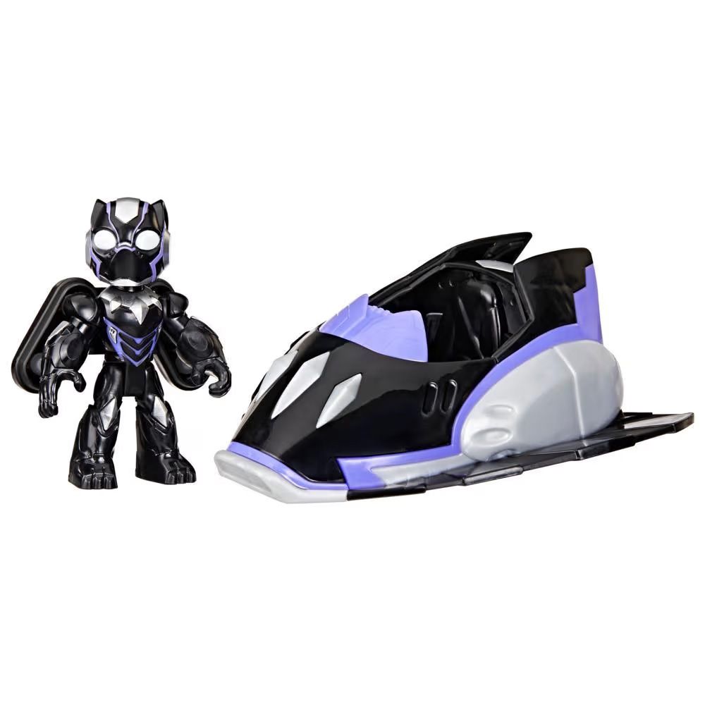 Set figurina cu vehicul, Marvel, Iron Man And His Awesome Friends, Black Panther Plane, G1774