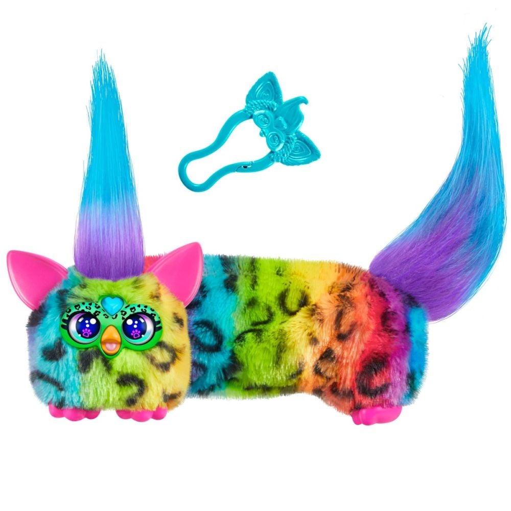 Mini jucarie de plus interactiva, Furby Dj Furblets, Rain-Bow-Kat, G1783