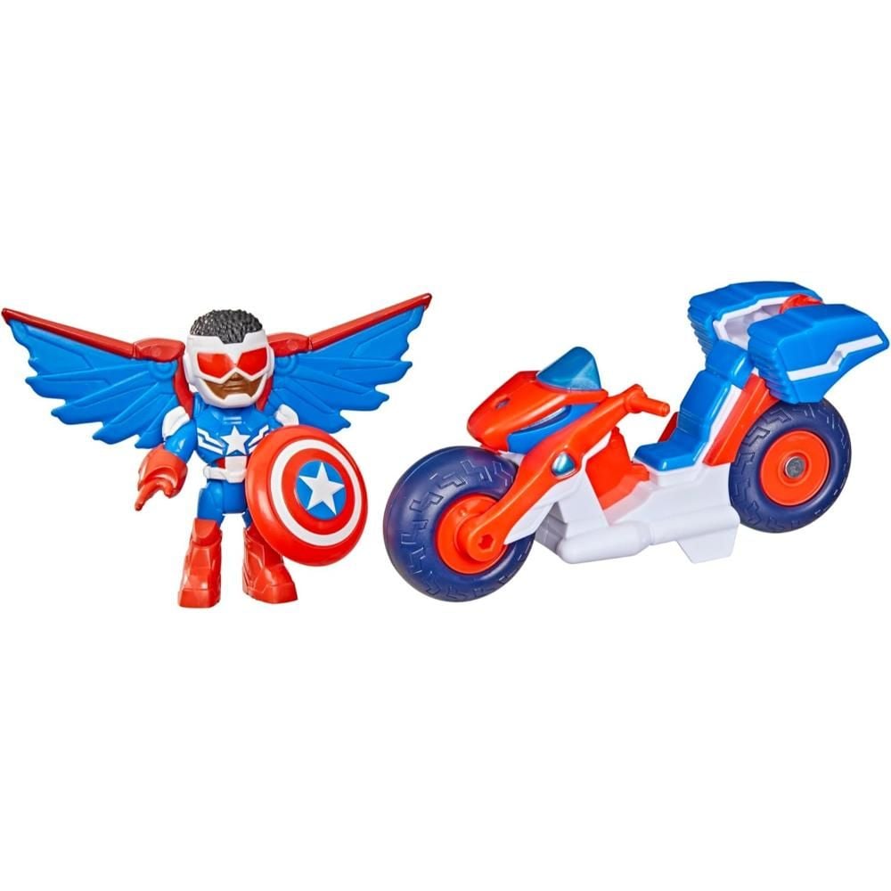 Set figurina cu vehicul, Marvel, Iron Man And His Awesome Friends, Captain America Super Bike, G2691