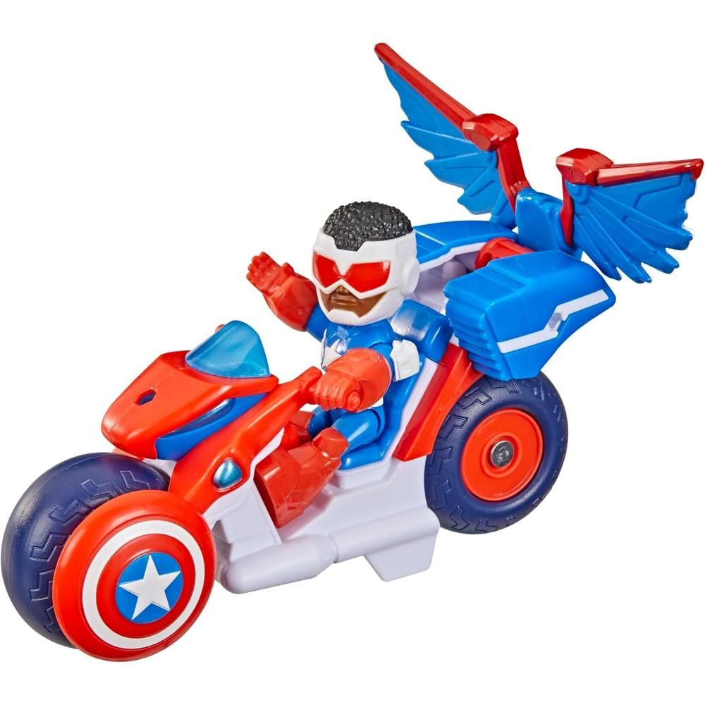 Set figurina cu vehicul, Marvel, Iron Man And His Awesome Friends, Captain America Super Bike, G2691