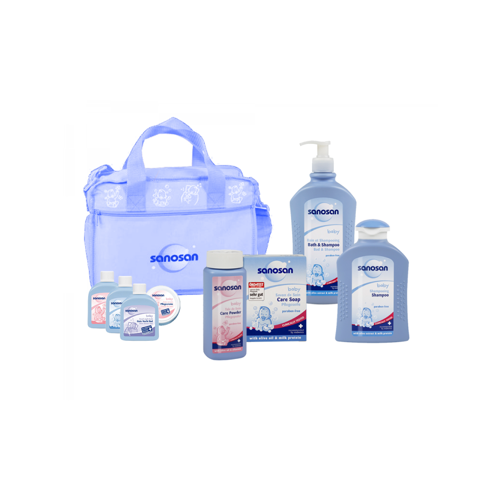 Gentuta Sanosan Happy Hour, Sampon par, Sampon de imbaiere, Sapun si 4 miniproduse, Bleu