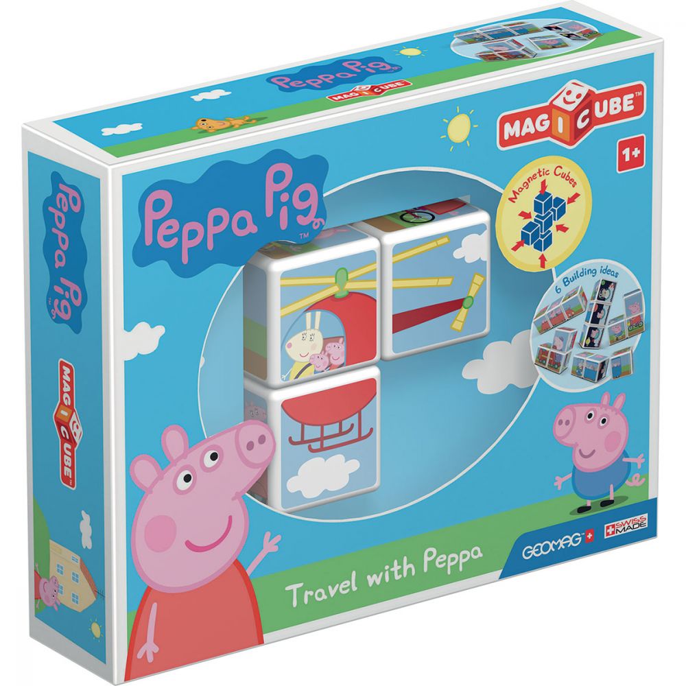 Joc de constructie magnetic Magic Cube, Peppa Pig Travel