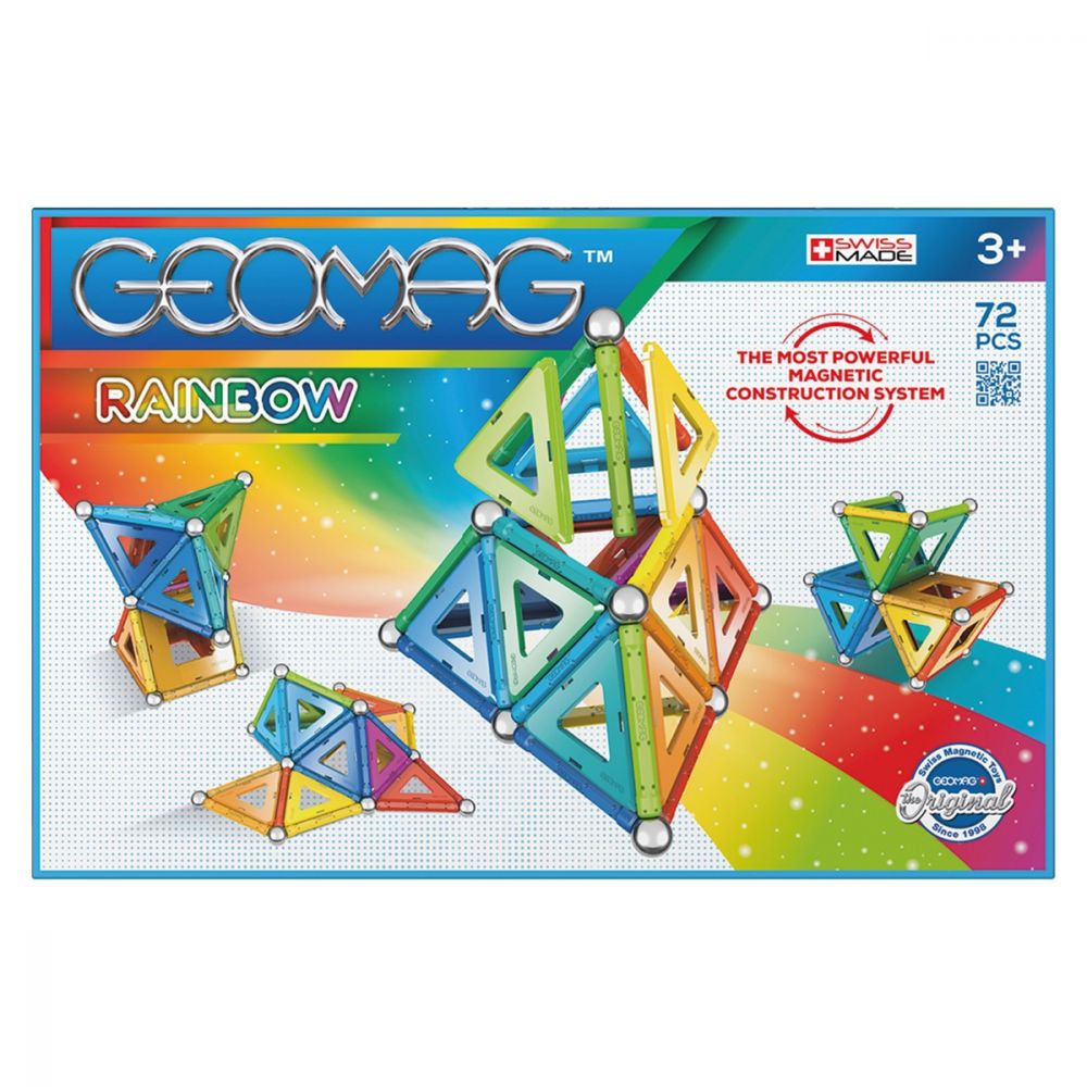 Joc de constructie magnetic Geomag Rainbow, 72 piese