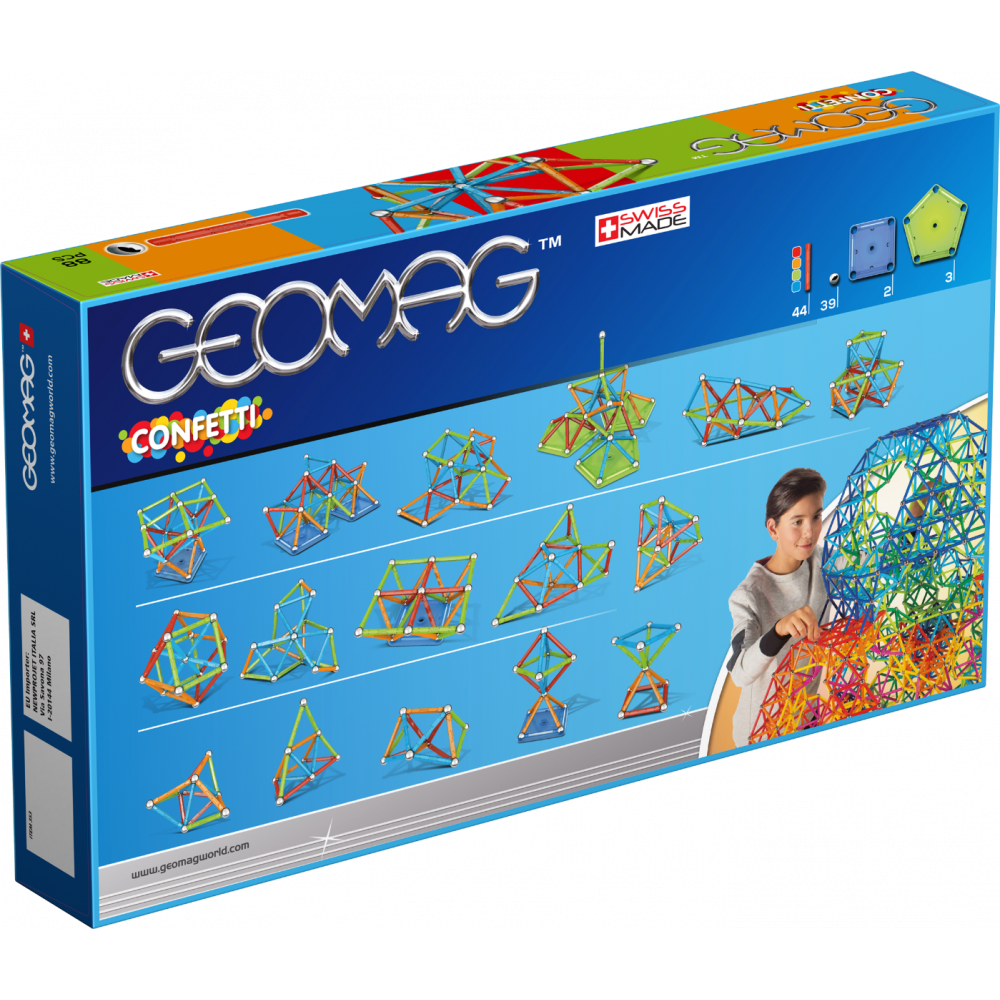 Joc de constructie magnetic Geomag Confetti, 88 piese