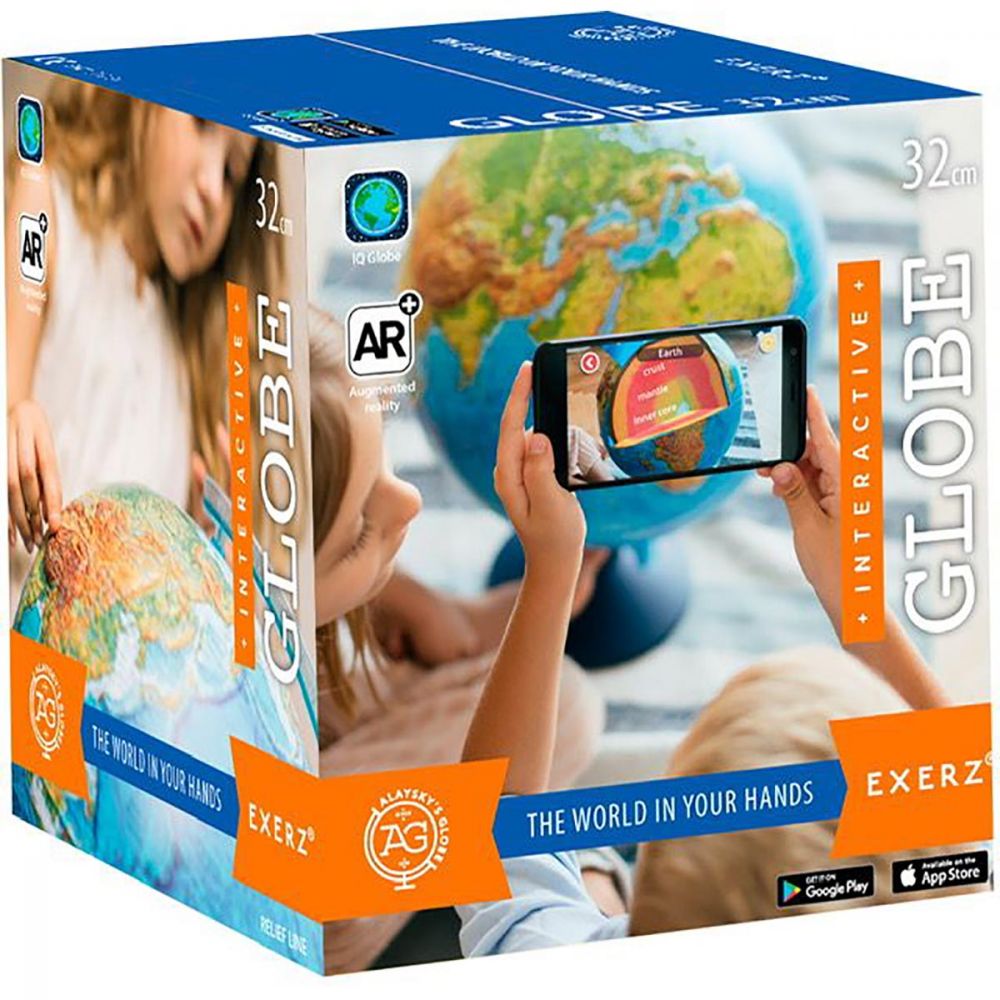 Glob geografic in relief cu interactivitate VR Eurodidactica, 32 cm