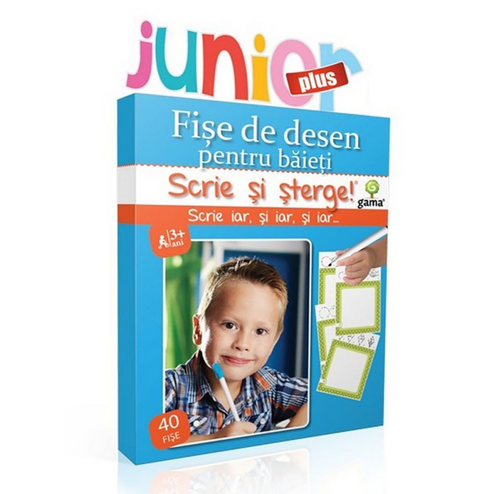 Editura Gama, Scrie si sterge Junior Plus, Desen, Fise pentru baieti
