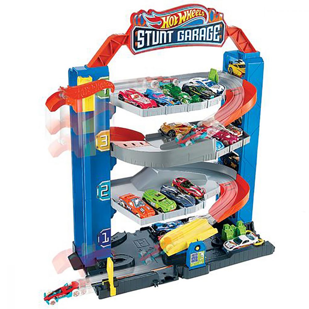 Set de joaca Hot Wheels, Garajul cu cascadorii