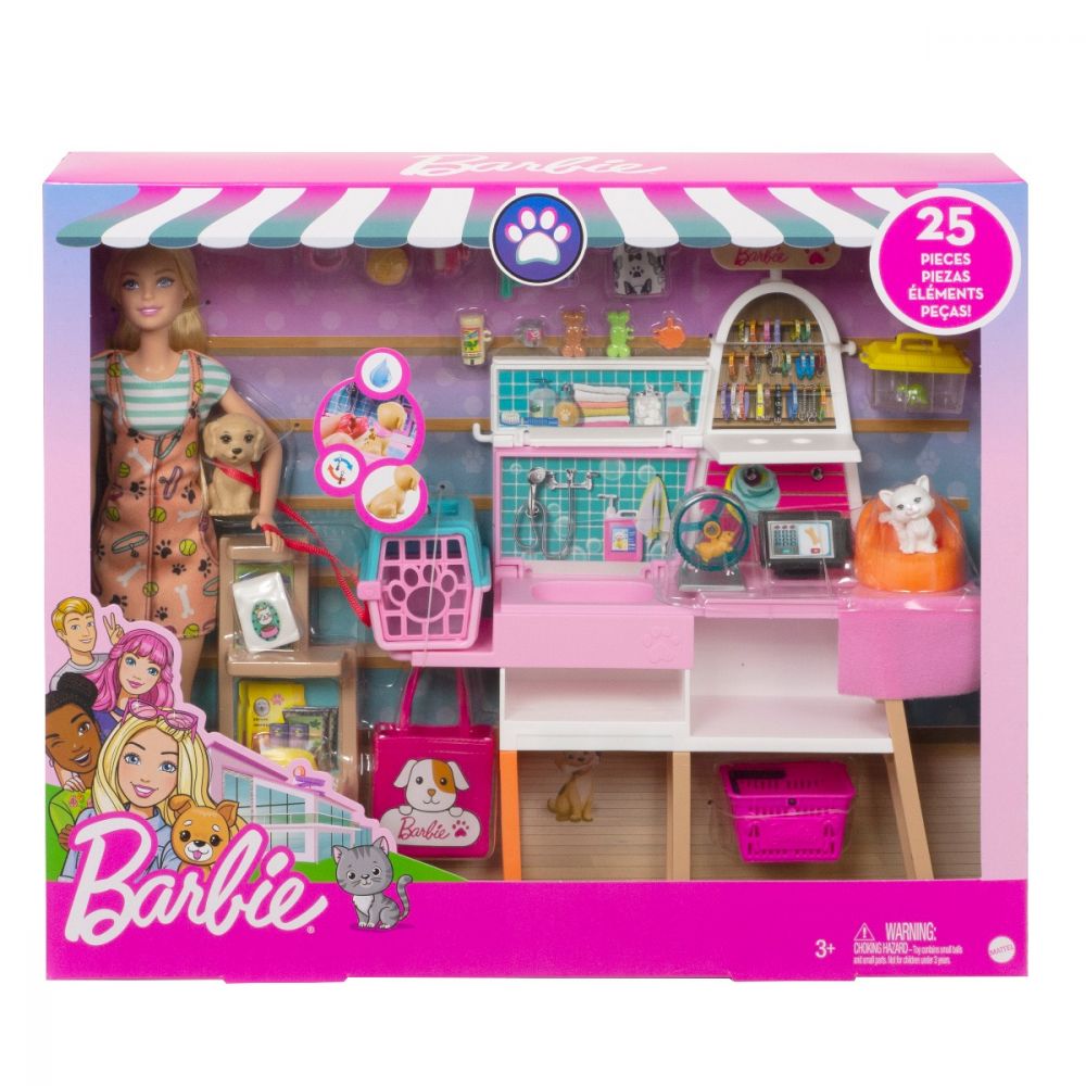 Set de joaca Papusa Barbie, Butic pentru animale de companie
