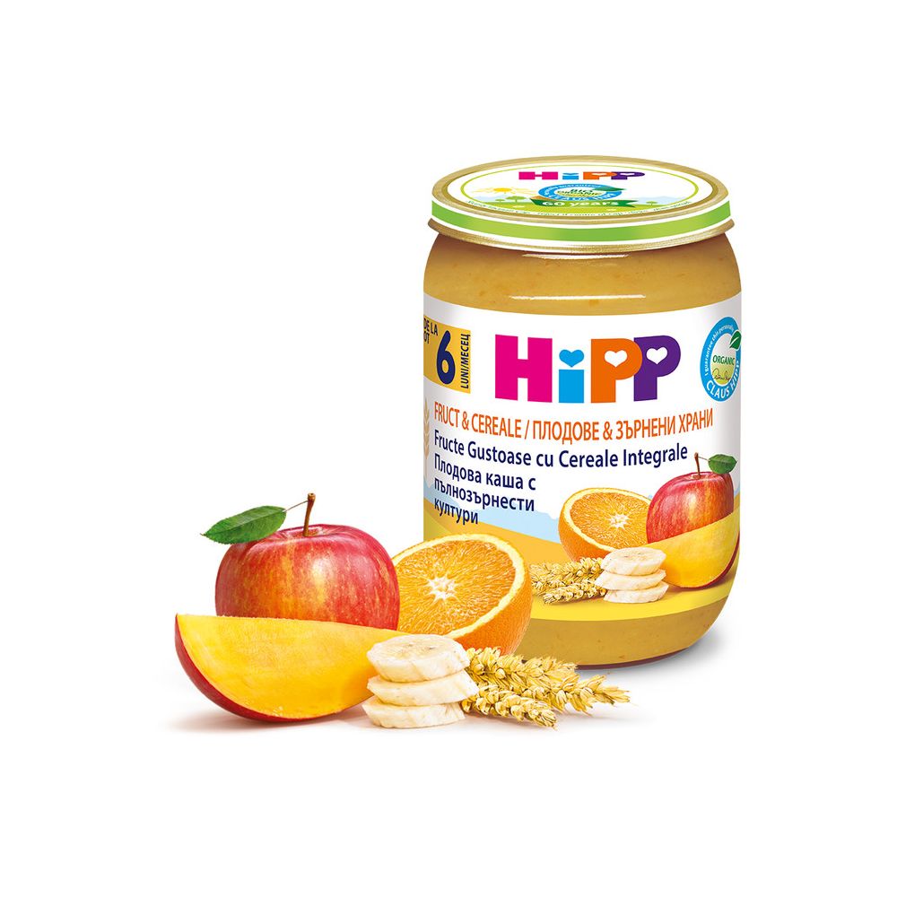 Gustare HiPP din fructe si cereale, 190 g
