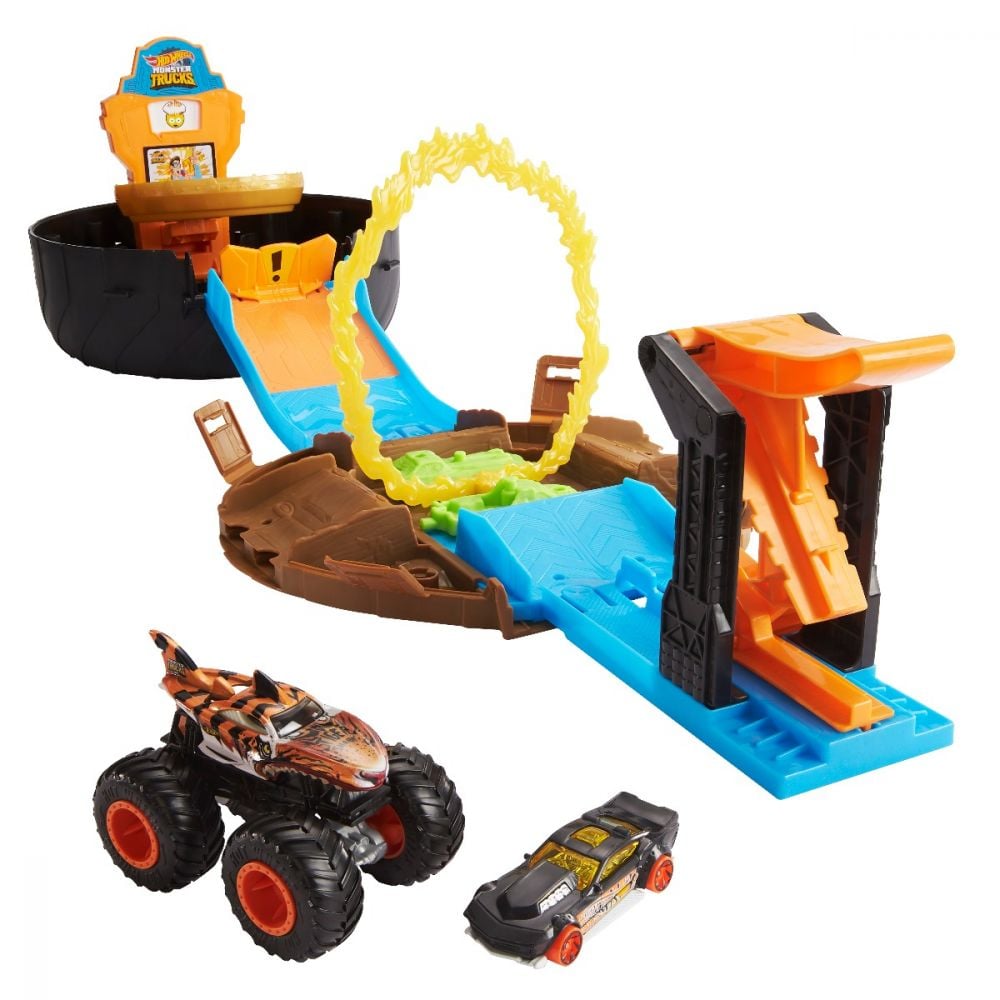 Set de joaca Circuit cu obstacole Hot Wheels Monster Truck, Stunt Ride