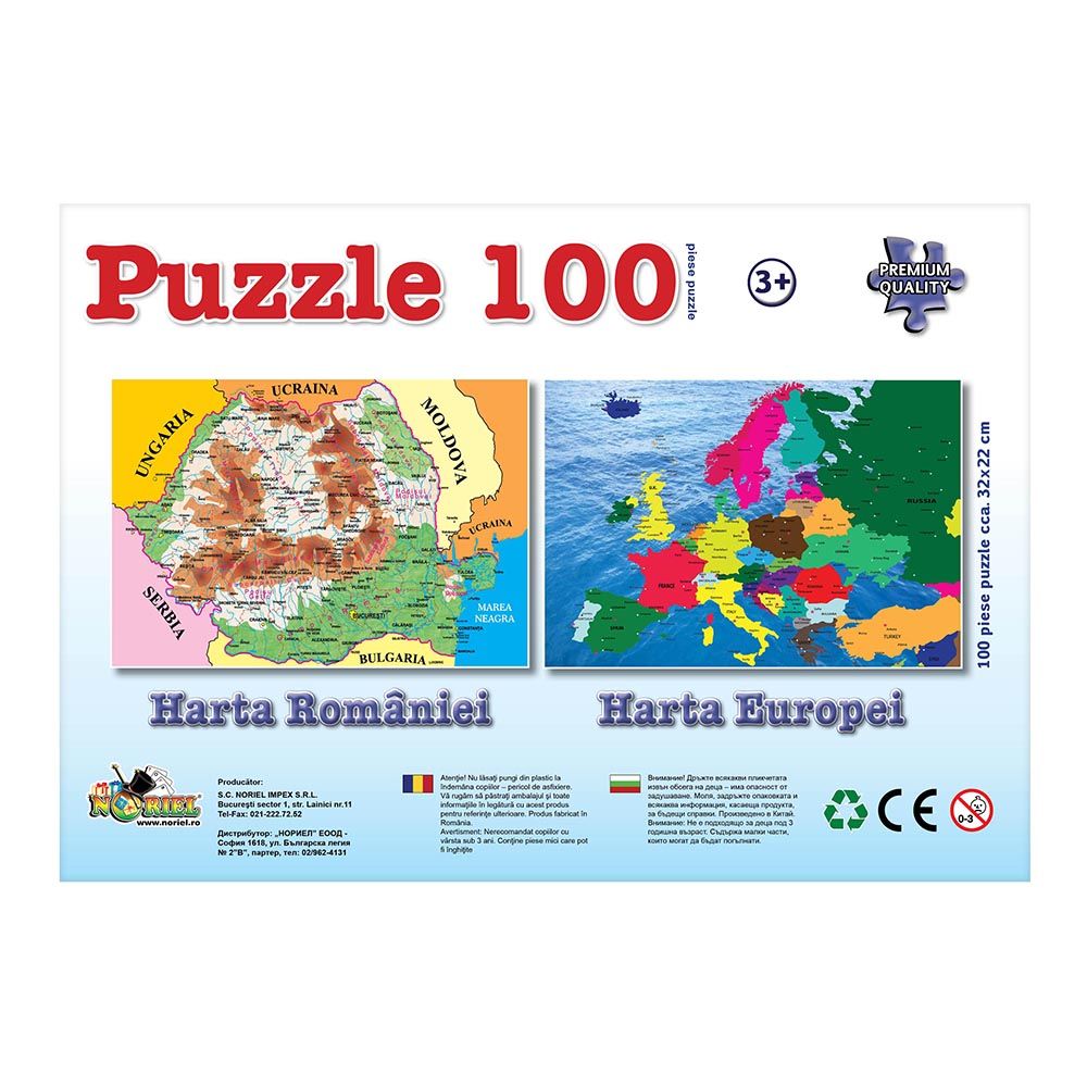 Puzzle Noriel Harta Romaniei, 100 piese