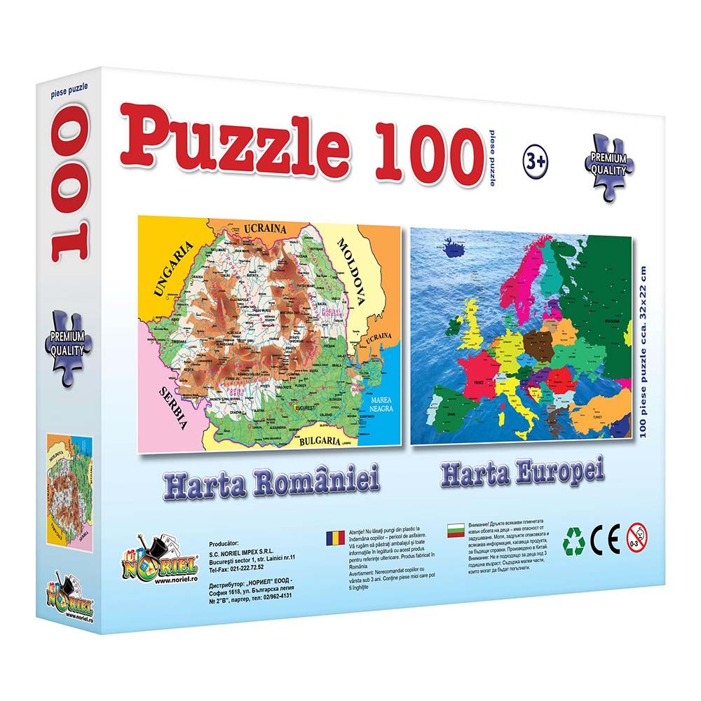 Puzzle Noriel Harta Romaniei, 100 piese