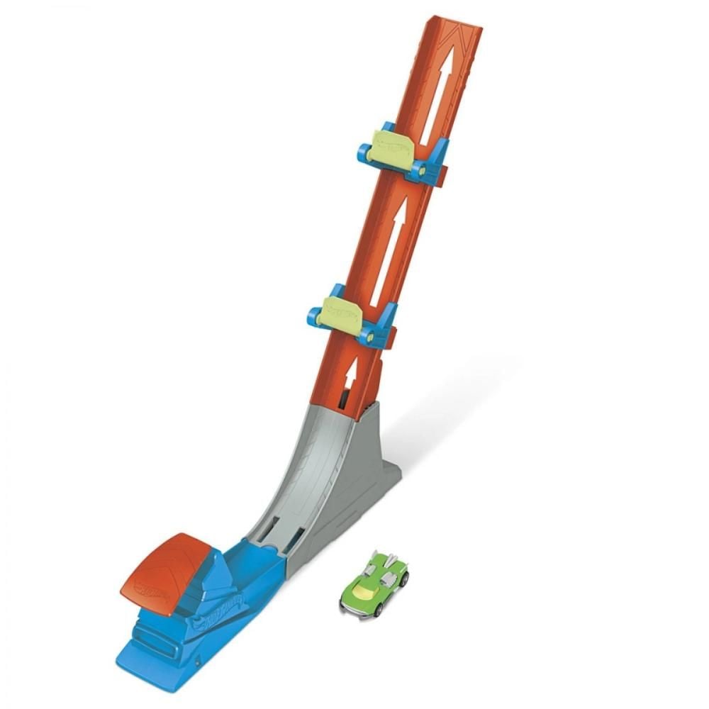 Set de joaca cu masinuta de curse, Hot Wheels, Vertical Power Launch, HDR82
