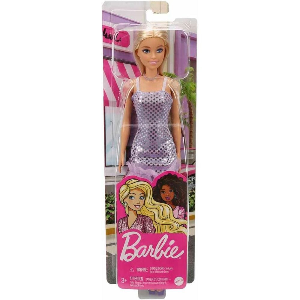 Papusa cu rochie mov, Barbie Glitz, HJR93