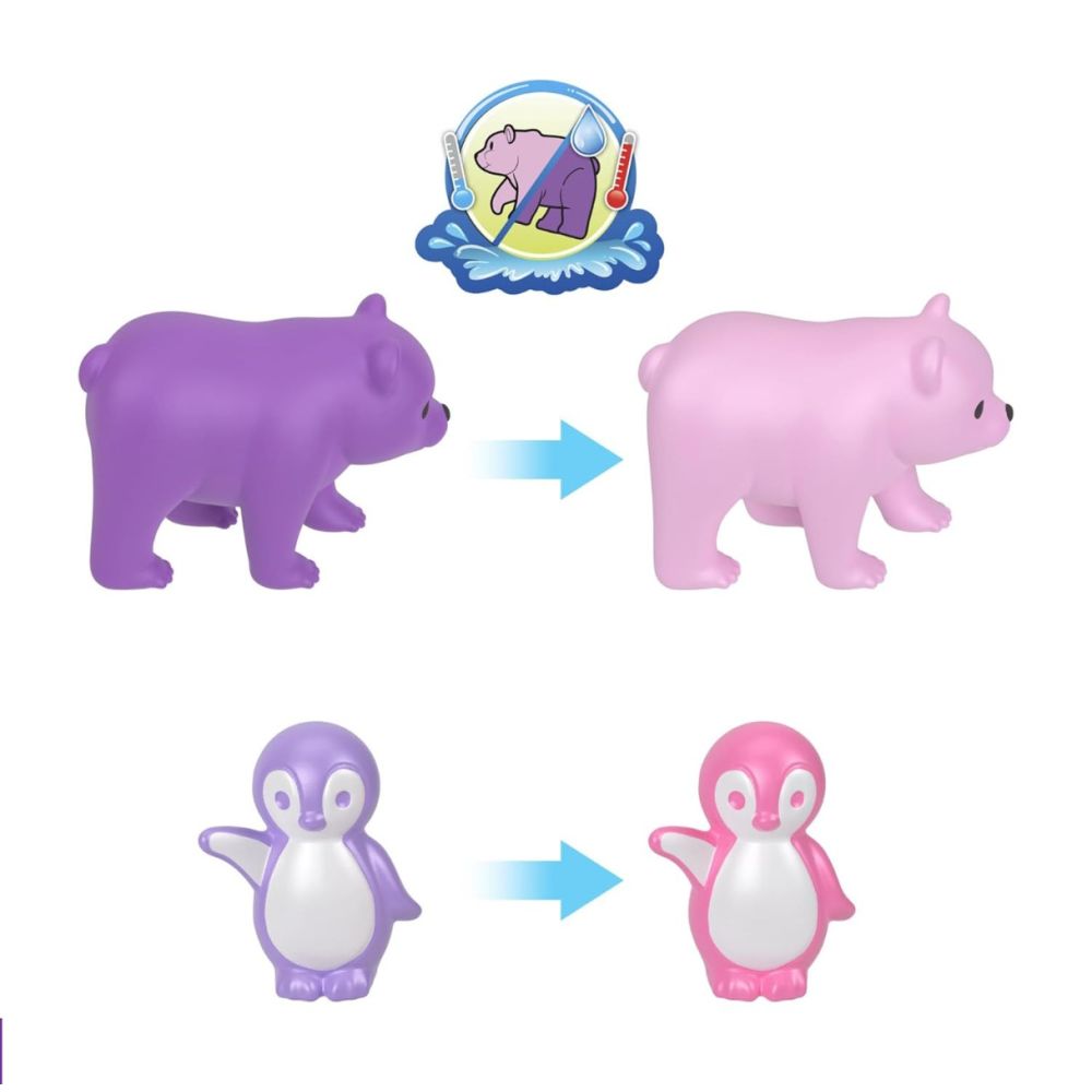 Set de joaca cu 2 papusi si 12 accesorii Polly Pocket, Snowy Sleepover Owl, HKV37