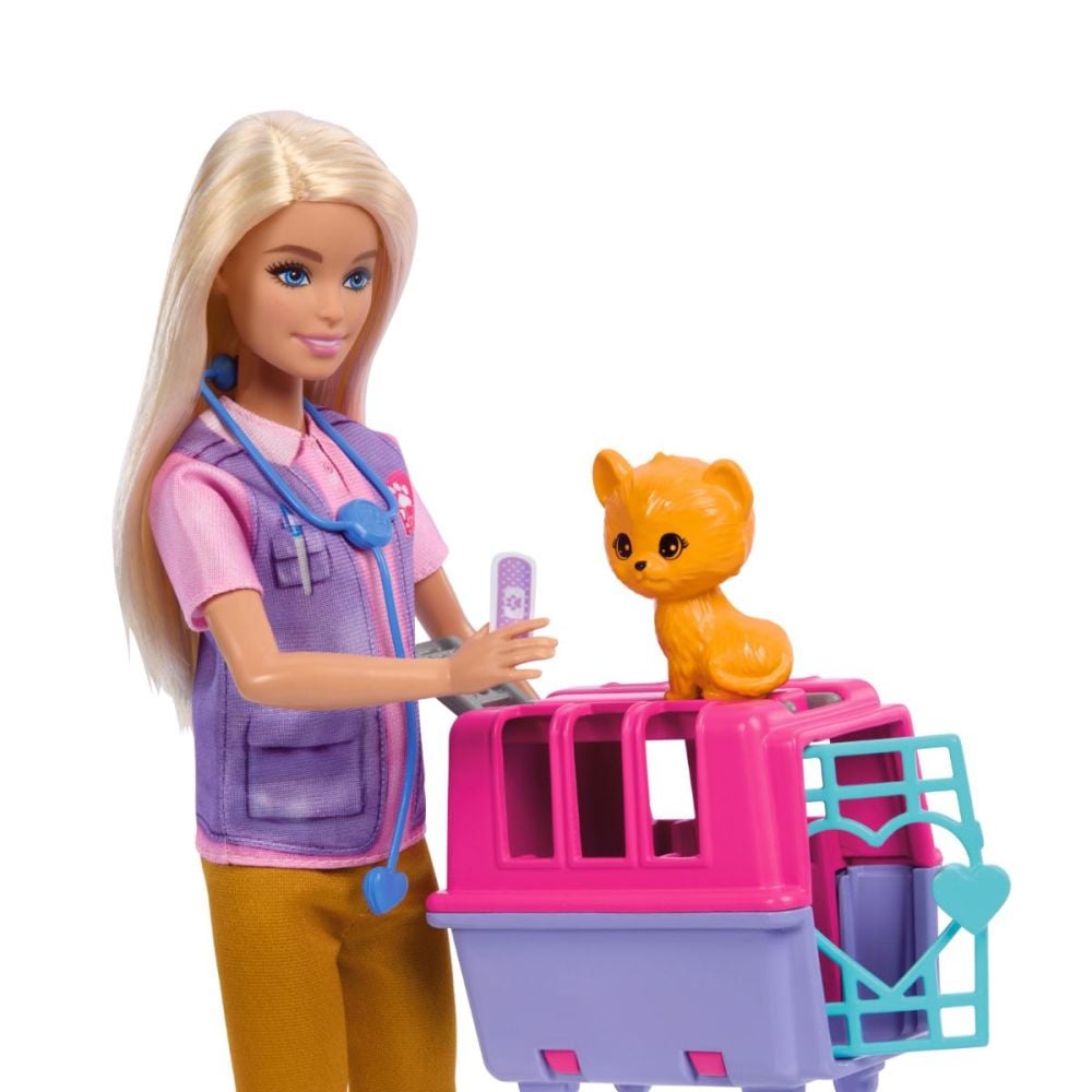Set papusa cu 2 animalute din jungla, Barbie, Wildlife Rescuer, HRG50
