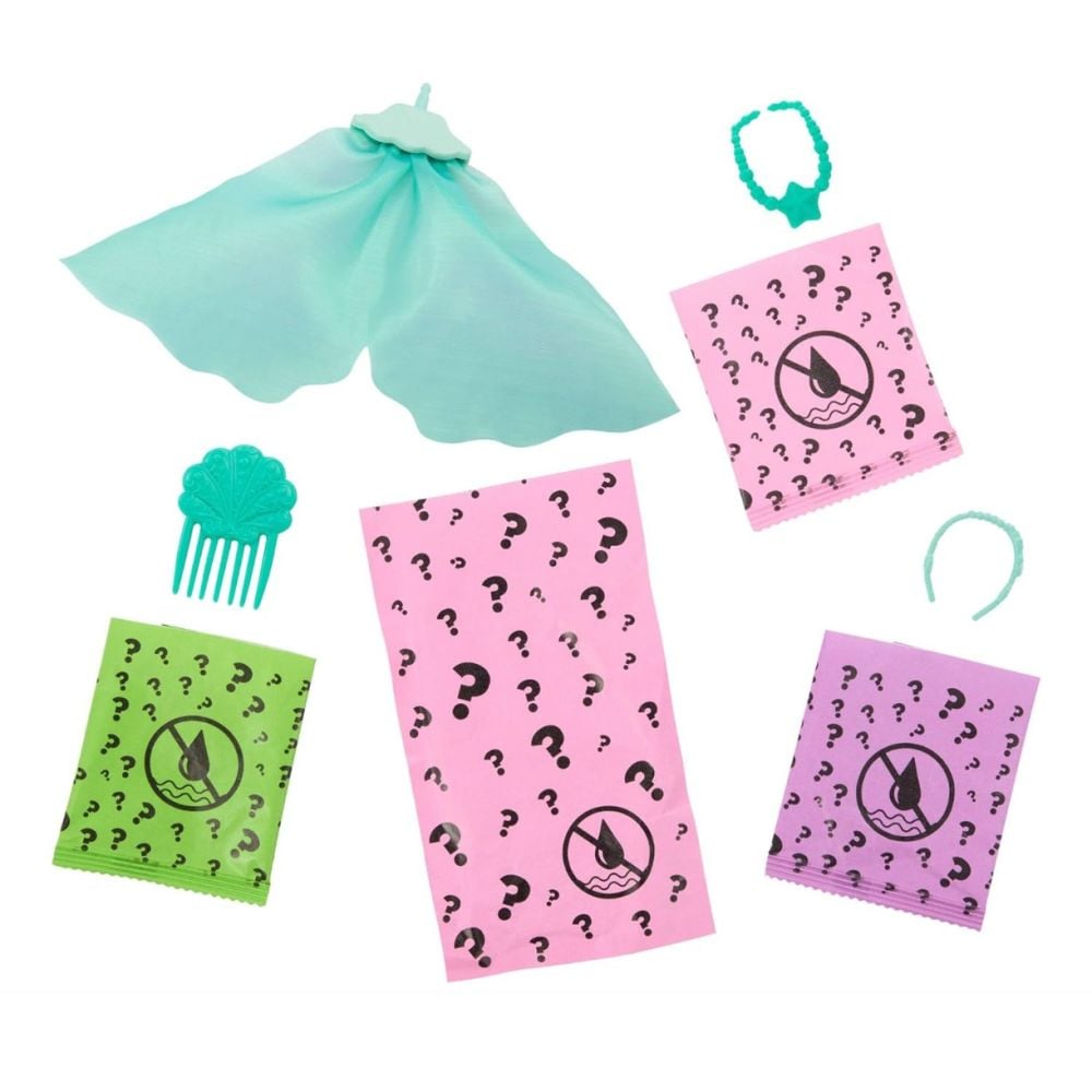 Papusa surpriza, Barbie, Color Reveal, Mermaid, 6 surprize, HRK12