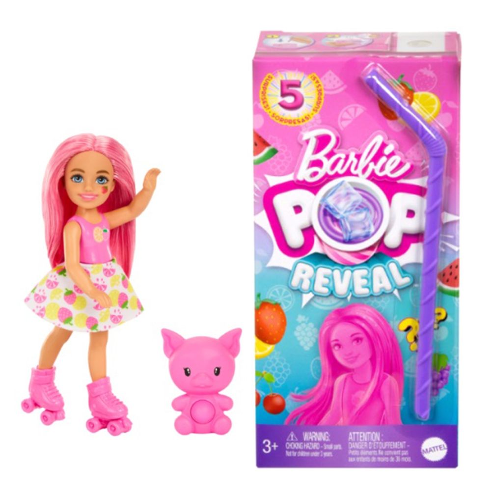 Papusa surpriza Barbie Chelsea, Pop Reveal Fruit, 5 surprize, HRK58
