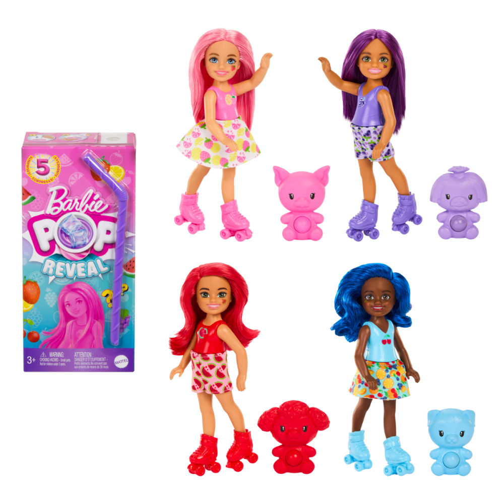 Papusa surpriza Barbie Chelsea, Pop Reveal Fruit, 5 surprize, HRK58