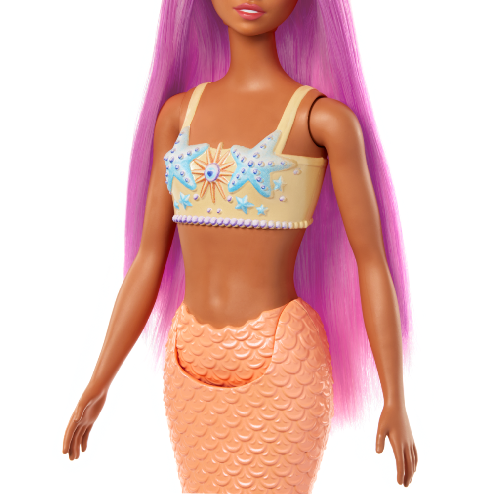 Papusa sirena cu accesorii, Barbie, Portocaliu, HRR05