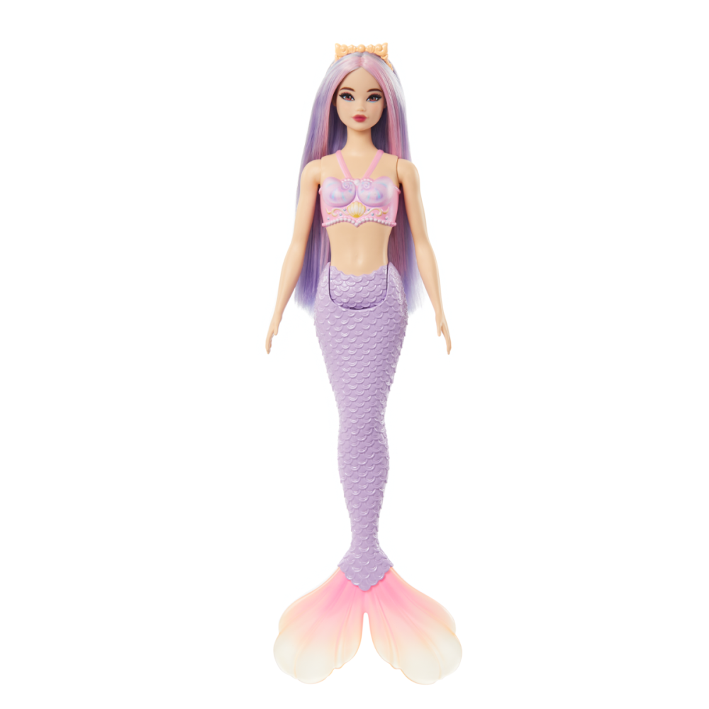 Papusa sirena cu accesorii, Barbie, Mov, HRR06
