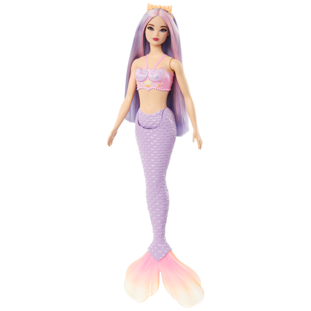 Papusa sirena cu accesorii, Barbie, Mov, HRR06