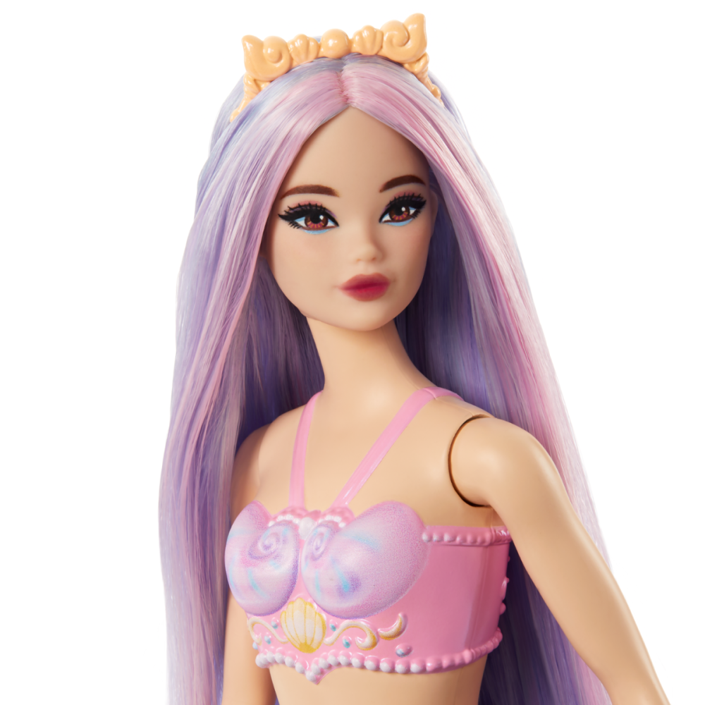 Papusa sirena cu accesorii, Barbie, Mov, HRR06