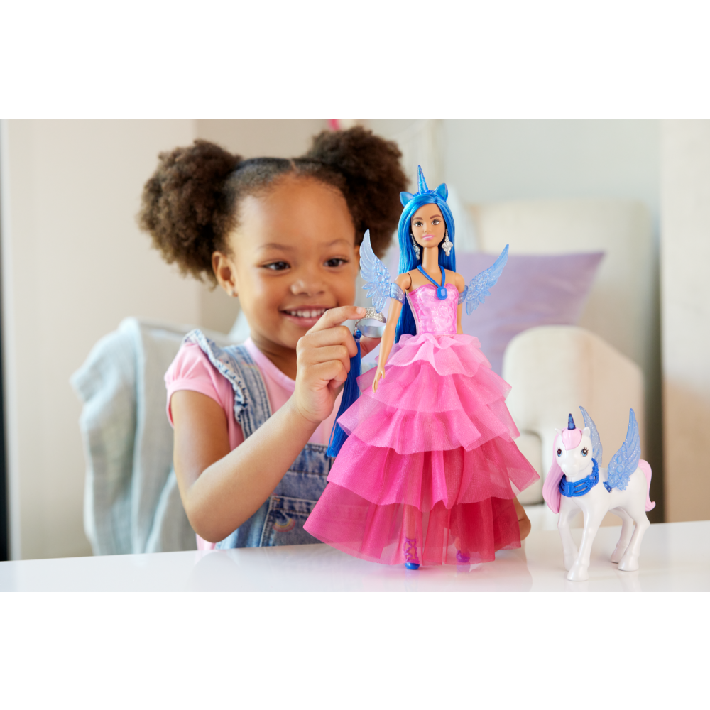 Papusa printesa Barbie cu unicorn, HRR16