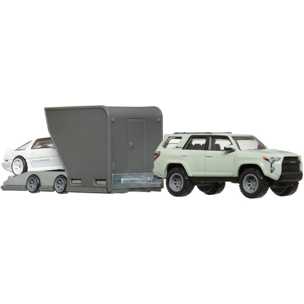 Transportator cu masinuta Hot Wheels, 18 Toyota 4Runner si 89 Toyota Supra, HRV37