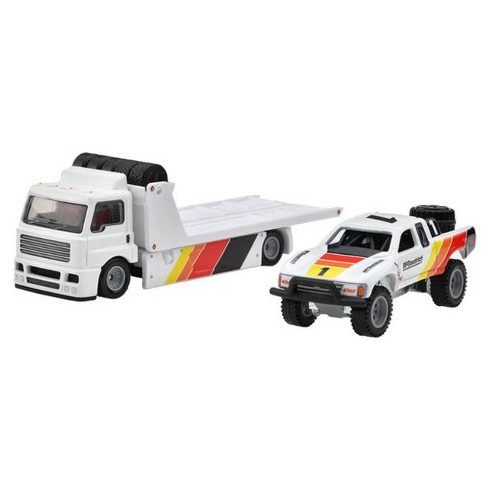 Transportator cu masinuta Hot Wheels, Car Culture, Toyota Off-Road Pickup Truck si Fleet Street Truck, HRV39