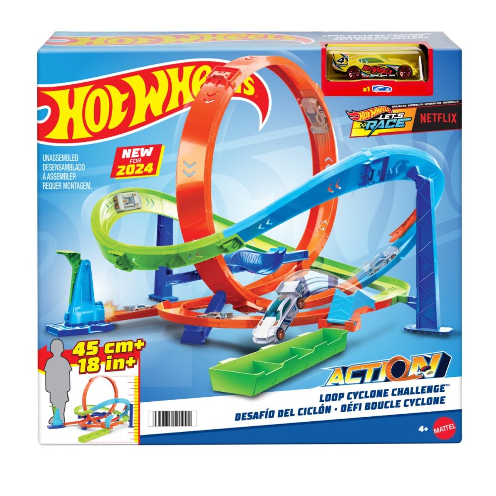 Set masinuta cu pista Hot Wheels Action Loop Cyclone HTK16 Noriel